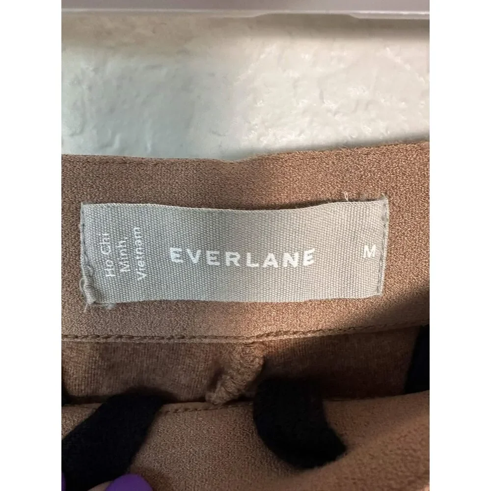 Everlane The Dream Pant Medium Brown Knit Pintuck Tapered Elastic Waist Stretch